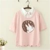 Juwas.com Online Store NEW ARRIVAL Rabbit I Love It Print Fake Two-Piece T-shirt