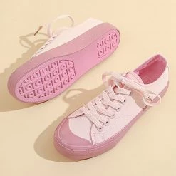 Juwas NEW ARRIVAL Pastel Pink Low Cut Canvas Sneakers