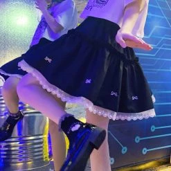 Juwas NEW ARRIVAL Goth Oversize Black Ruffle Skirt