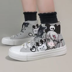 Juwas Shoes Dark Animal Girl High Top Canvas Sneaker