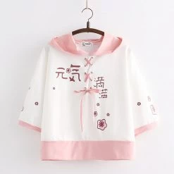 Juwas NEW ARRIVAL Flower Letter Print Lace T-shirt