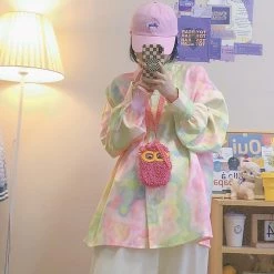 Juwas Vintage Tie-Dye Oversize Long Sleeve Shirt 13 Juwas Vintage Tie-Dye Oversize Long Sleeve Shirt