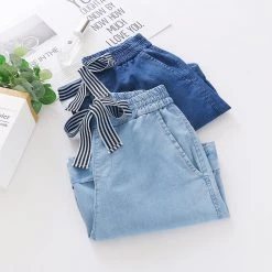 Juwas Cute Ribbon Skater Denim Shorts
