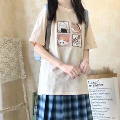 Juwas Japanese Cartoon Print Oversized T-Shirt CLOTHING