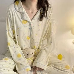 Juwas Egg Printed Long Sleeve Pajama Set