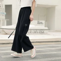 Juwas NEW ARRIVAL Heart Buckle High Waisted Wide Leg Pants 9 Juwas NEW ARRIVAL Heart Buckle High Waisted Wide Leg Pants