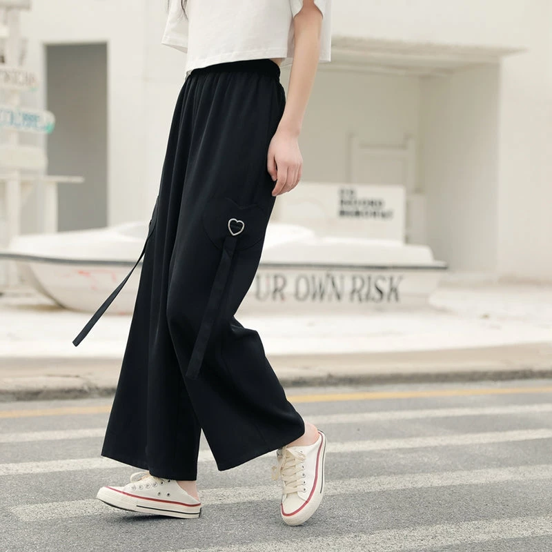 Juwas NEW ARRIVAL Heart Buckle High Waisted Wide Leg Pants 4 Juwas NEW ARRIVAL Heart Buckle High Waisted Wide Leg Pants