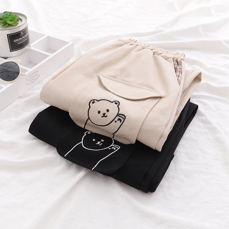 Juwas NEW ARRIVAL Kawaii Bear Folded Plaid Jogging Pants 6 Juwas NEW ARRIVAL Kawaii Bear Folded Plaid Jogging Pants