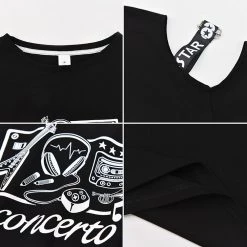 Juwas NEW ARRIVAL Gothic Black Music Concerto T-Shirt