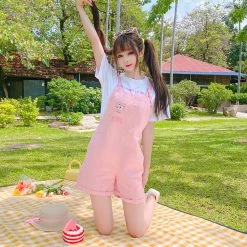 Juwas CLOTHING Cute Rabbits Print Overalls