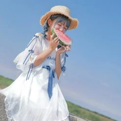 Juwas NEW ARRIVAL Japanese Ribbon Drop Waist Dress