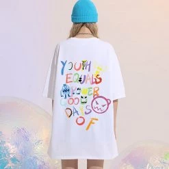 Juwas NEW ARRIVAL Graffiti Print Streetwear Style Oversize T-shirt