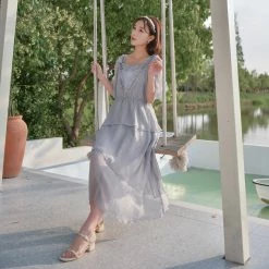 Juwas Princess Gypsy Gray Midi Dress 12 Juwas Princess Gypsy Gray Midi Dress