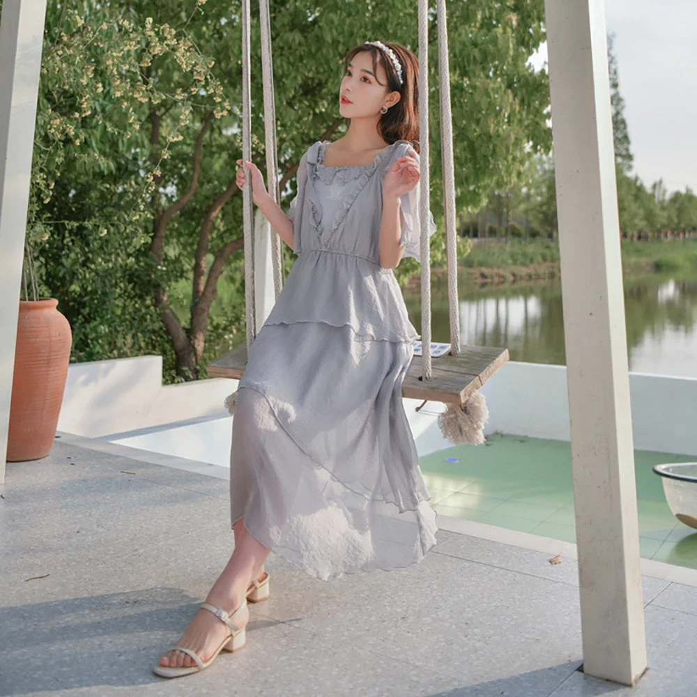 Juwas Princess Gypsy Gray Midi Dress 6 Juwas Princess Gypsy Gray Midi Dress