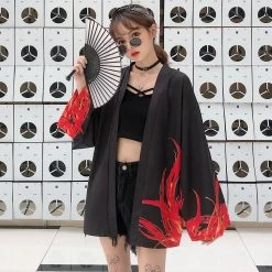 Juwas NEW ARRIVAL Kawaii Japanese Blazing Phoenix Kimono Cardigan