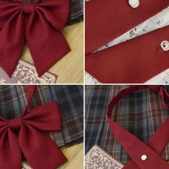 Juwas Chic Sailor Plain Maroon JK Uniform Bow Tie & Cross Ties