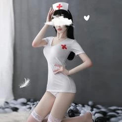 Juwas CLOTHING Sexy Nurse White T-Shirt Outfit
