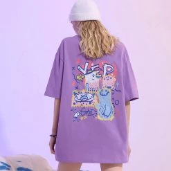 Juwas NEW ARRIVAL Cartoon Print Cotton Loose T-shirt