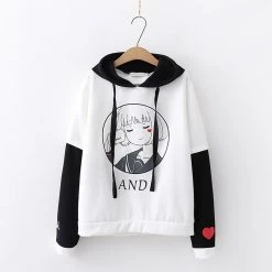Juwas Japanese Cartoon Girl Print Sweater
