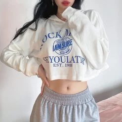 Juwas Rock More Hoodie Crop Top Sweatshirt