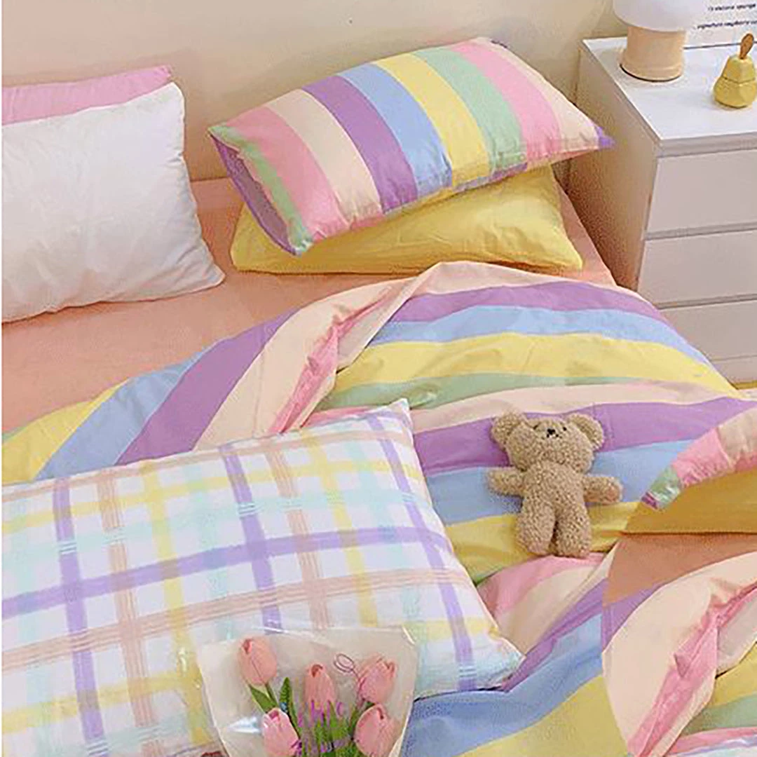 Juwas Rainbow Pastel Stripes Beddings Set 5 Juwas Rainbow Pastel Stripes Beddings Set