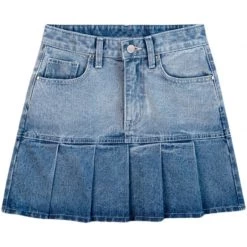 Juwas Vintage Love Denim Pleated Skirt