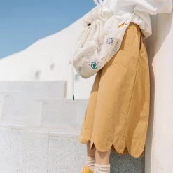 Juwas NEW ARRIVAL Chic Basic Mustard Loose Square Pants