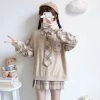 Juwas NEW ARRIVAL Bear Embroidery Fake Two Piece Knitted Sweater