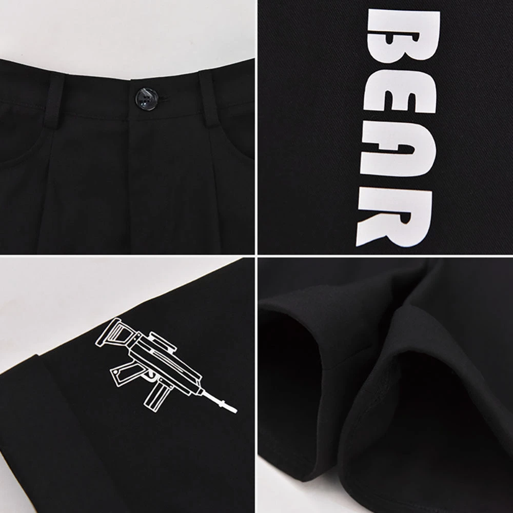 Juwas NEW ARRIVAL Black Bear Embroidery Short Pants 7 Juwas NEW ARRIVAL Black Bear Embroidery Short Pants