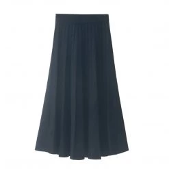 Juwas Japanese Casual Plaid Pleated Flowy Midi Skirt