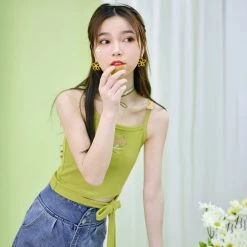 Juwas Kawaii Flower Sleeveless Crop Tank Top