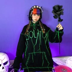 Juwas Cool Letter Tassels Loose Hoodie