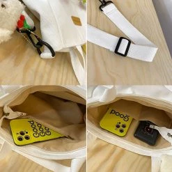 Juwas Bear Themed Canvas Shoulder Bag