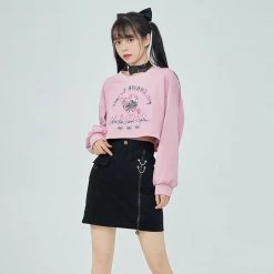 Juwas NEW ARRIVAL Harajuku Short Hoodie Zipper Skirt