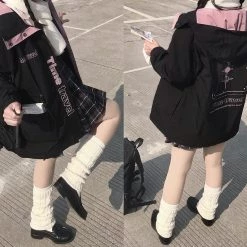 Juwas Black Pink Oversize Jacket Coat