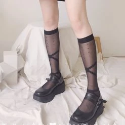 Juwas Sweet Lolita Lace Ribbon Knee High Socks CLOTHING