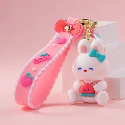 Juwas Cute Peach Rabbit Keychain