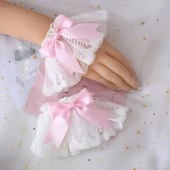 Juwas NEW ARRIVAL Cute Lolita Ribbon Bow Lace Wristband