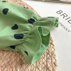 Juwas Vintage Polka Dots Green Loose Cotton Shirt NEW ARRIVAL