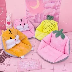 Juwas.com Online Store NEW ARRIVAL Kawaii Strawberry Pineapple Cactus Hamster Plush Seater