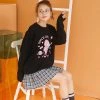 Juwas Kawaii Space Girl Black Long Sleeve Sweater NEW ARRIVAL
