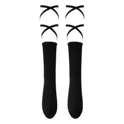 Juwas Chic Goth Cross Strap Knee Socks CLOTHING