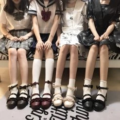 Juwas Sweet Lolita Ribbon Round Toe Doll Shoes