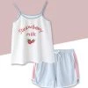 Juwas Sweet Strawberry Milk Sleeveless Top And Short CLOTHING