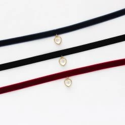 Juwas Pearl Heart Velvet Choker Necklace NEW ARRIVAL