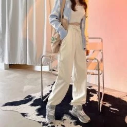 Juwas Classic Plain Off-White Jogger Sweatpants