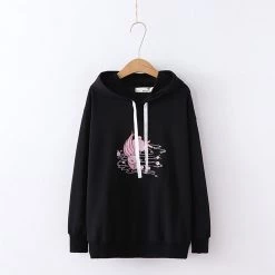 Juwas Rabbit Peach Blossom Embroidery Hoodie