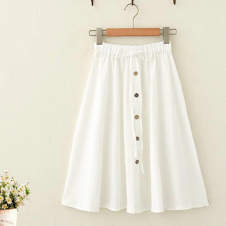Juwas.com Online Store Japanese Summer Button Linen Flounce Skirt NEW ARRIVAL 4 Juwas.com Online Store Japanese Summer Button Linen Flounce Skirt NEW ARRIVAL