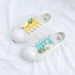 Juwas Ulzzang Girl Egg And Avocado White Sneakers
