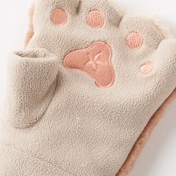Juwas Kawaii Cat Paw Embroider Fingerless Hand Gloves NEW ARRIVAL